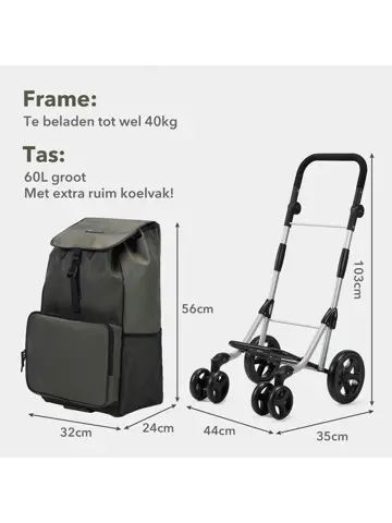 Boodschappentrolley deluxe – 60 liter
