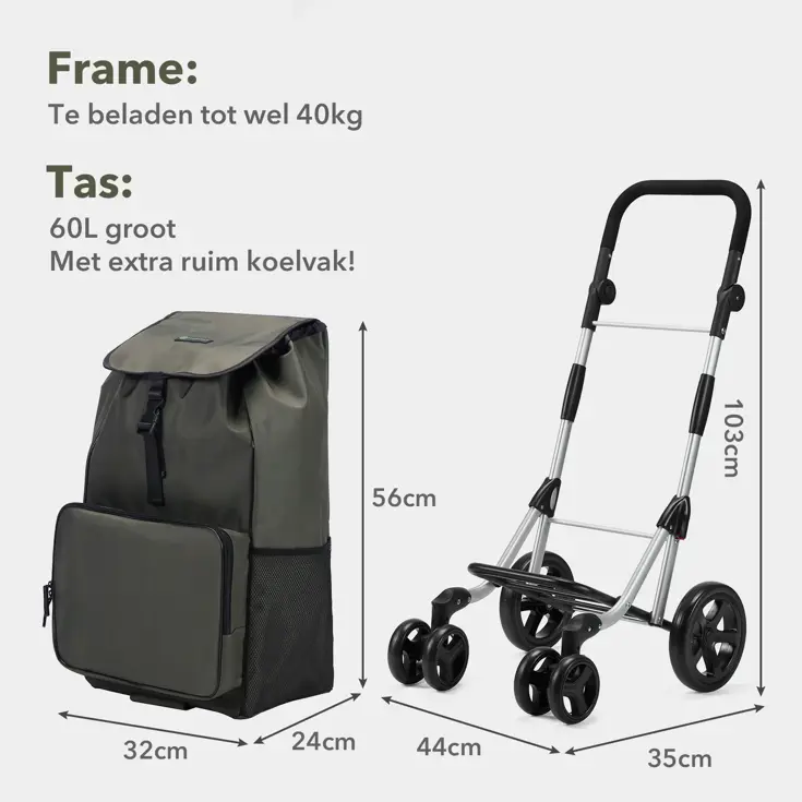 Boodschappentrolley deluxe – 60 liter