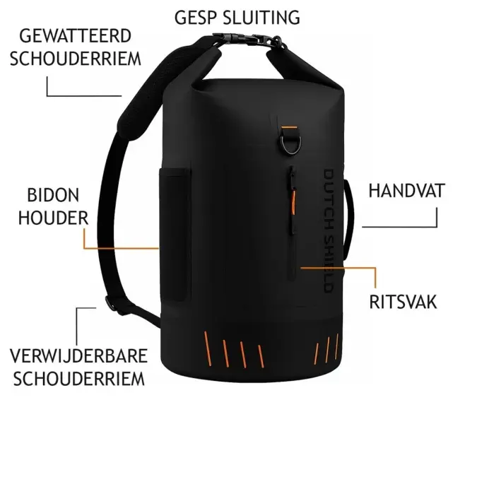 Dutch Shield Drybag 30L – Waterdichte Rugzak