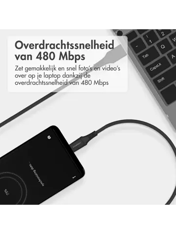 Gevlochten USB-C naar USB kabel
