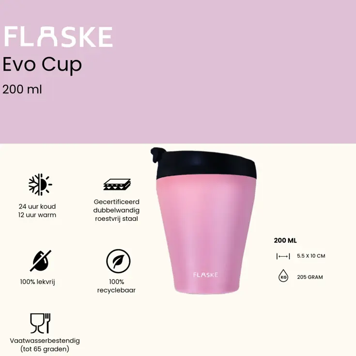 FLASKE 200ML  RVS Koffiebeker to Go