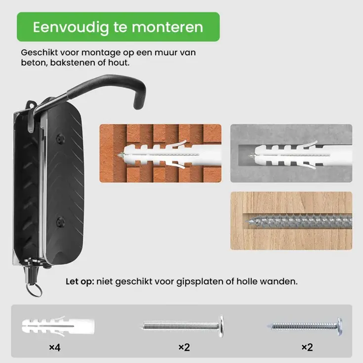 HOOKD – Fiets ophangsysteem – Wandmontage