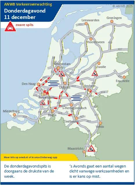Verkeersverwachting donderdagavond 11 december.