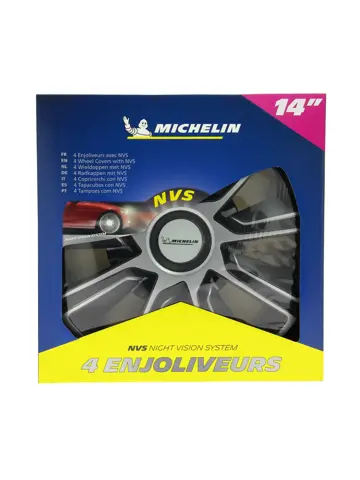 Wieldoppen - 14 inch - zilver/zwart - 4 stuks