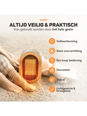 Elektrische Kachel Wit - 1200W - Ventilatorkachel