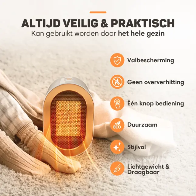 Elektrische Kachel Wit - 1200W - Ventilatorkachel