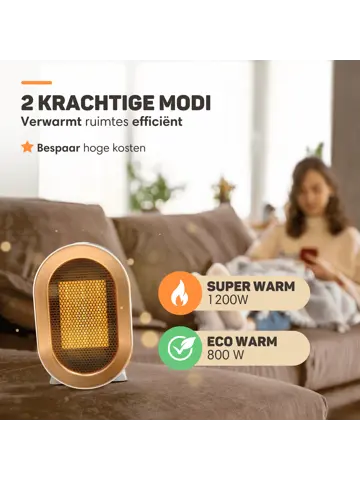 Elektrische Kachel Wit - 1200W - Ventilatorkachel