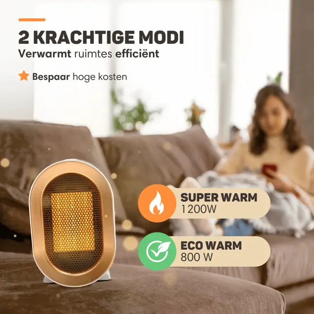 Elektrische Kachel Wit - 1200W - Ventilatorkachel