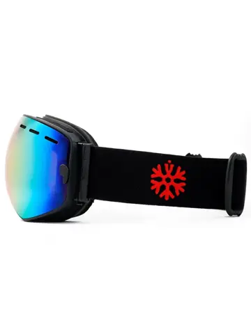 Skibril - Zwart - Rood spiegelglas