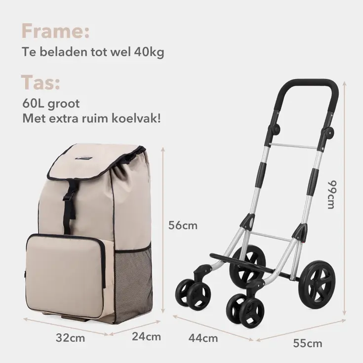Boodschappentrolley 60L - 4 Wielen