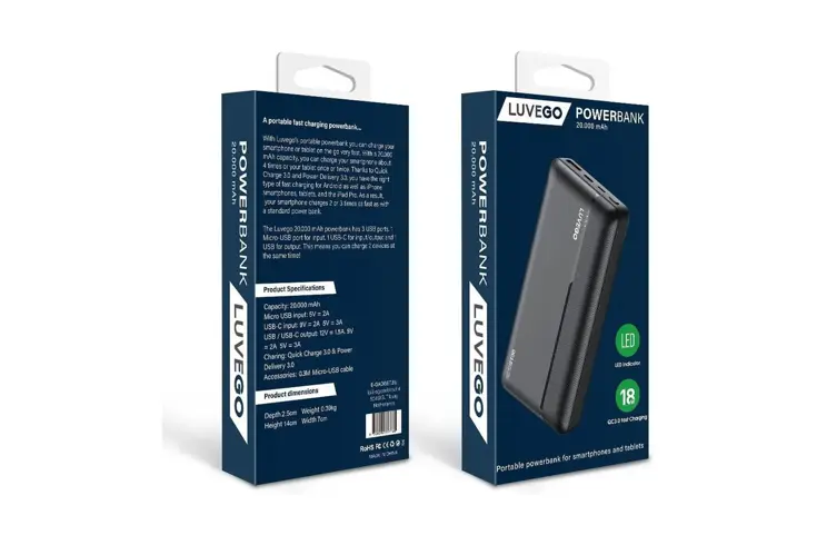Luvego - Powerbank 20.000 mAh - USB-C