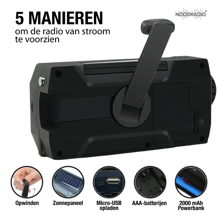 Noodradio® Solar Opwindbaar Met Batterijen