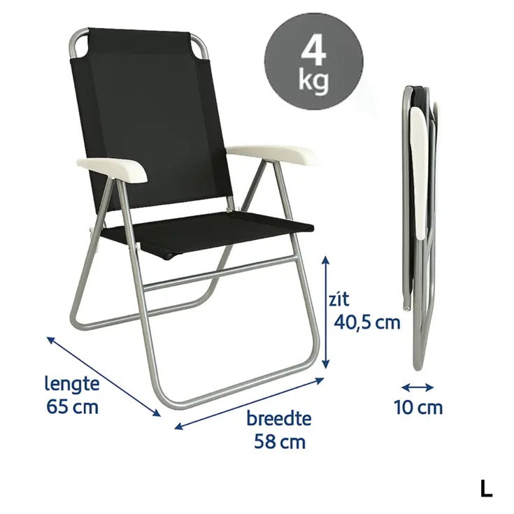Campingstoelen 4x - Verstelbaar -