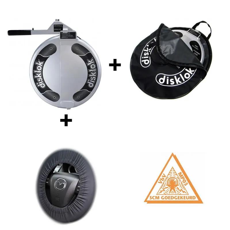 Disklok  M stuurslot met Draagtas + Stuurhoes  Zilver