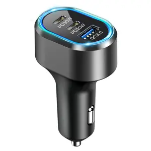 68W Autolader 2x USB-C 1x USB-A Snellader
