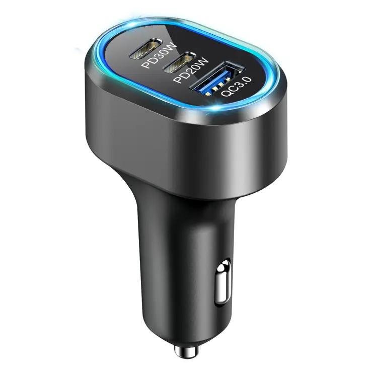 68W Autolader 2x USB-C 1x USB-A Snellader