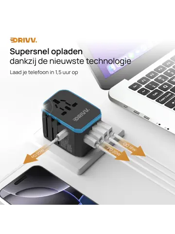 Universele Wereldstekker - USB C