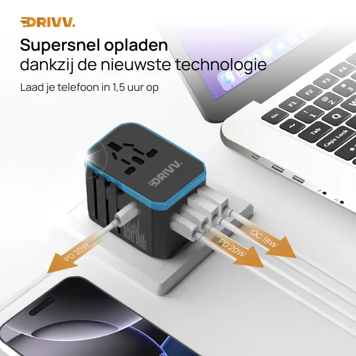 Universele Wereldstekker - USB C