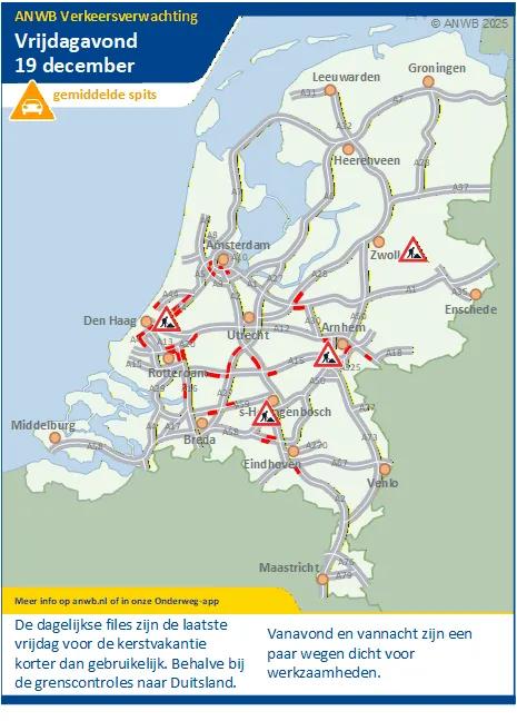 Verkeersverwachting vrijdagavond 19 december.