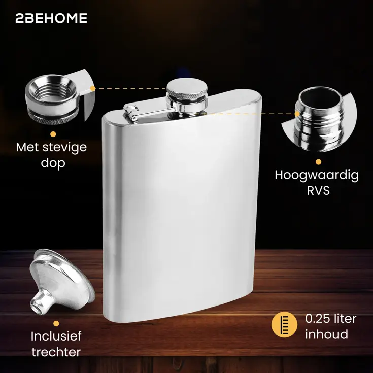 Heupfles met opbergdoos en shotglazen