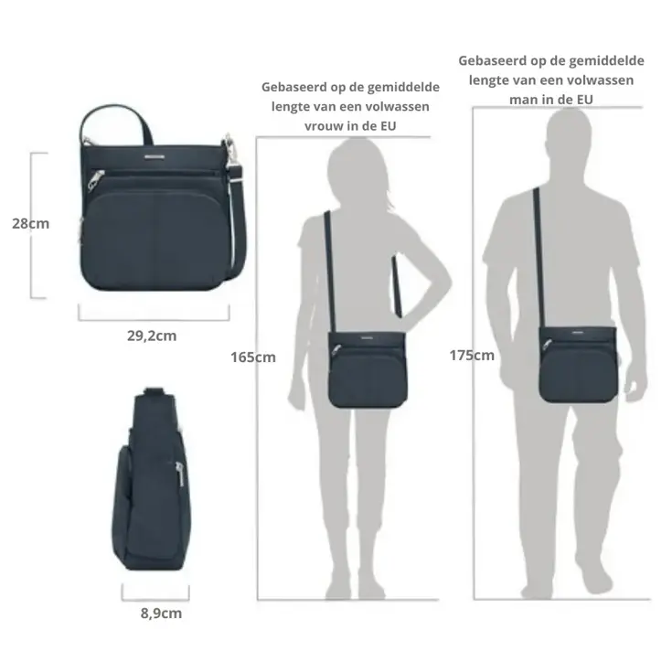 Classic Anti-diefstal N/S Crossbody Tas