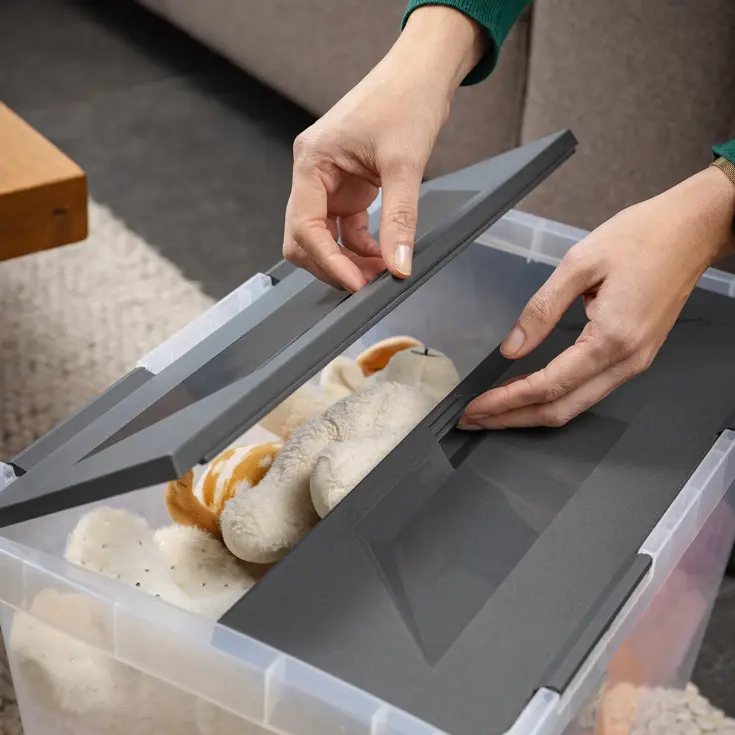 Onyx opbergbox transparant 40L - 3 delig