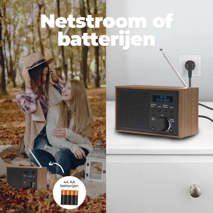 DAB+/FM Radio Wekker Datum & tijd weergave