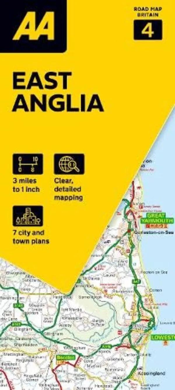 AA Road Map Wegenkaart 4 East Anglia | ANWB Webwinkel