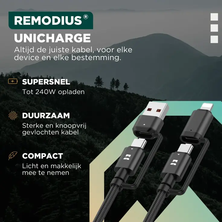Remodius UniCharge Universele Oplaadkabel