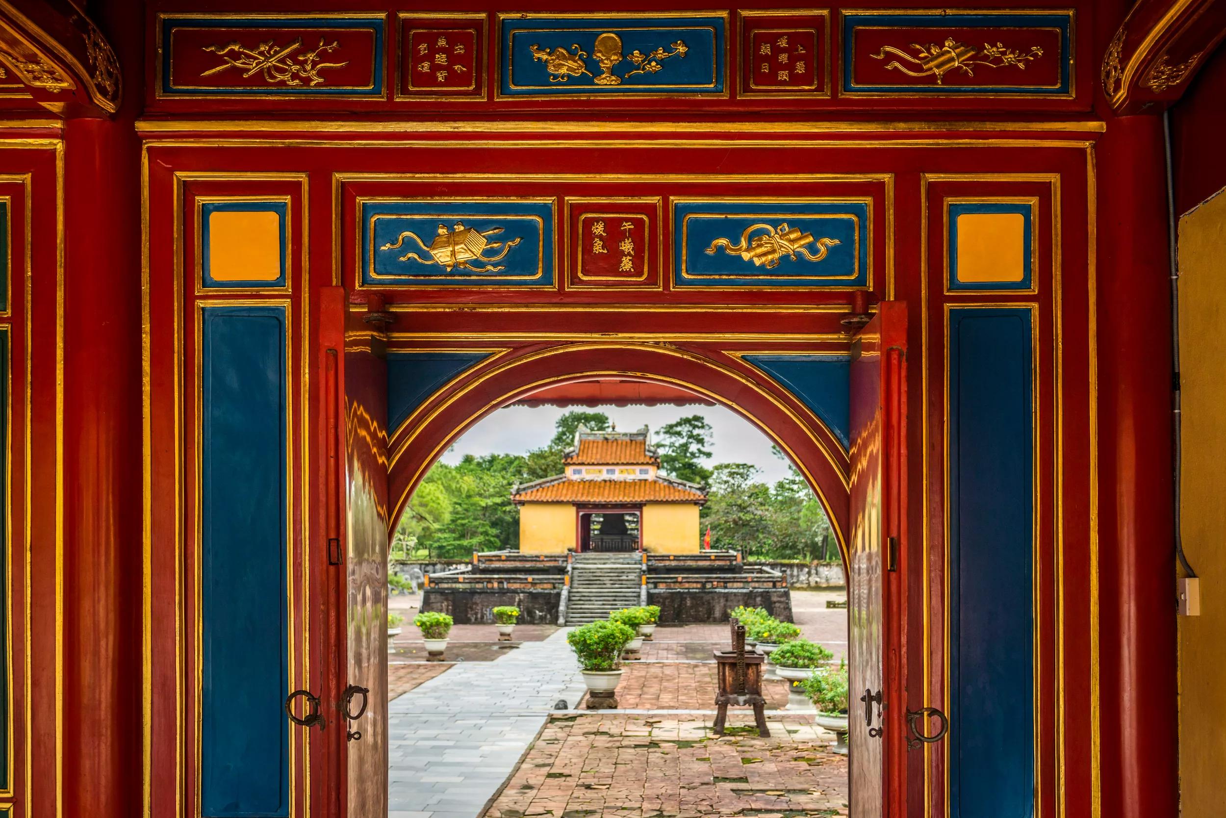 Vietnam, November 2016.  The Mausoleum of Empror Minh Mang is on of the most imressive of all Ngyen Dynasty emperors tombs. Vietnam is a popular Asian travel destination for tourists and travelers. Photo by Frits Meyst / MeystPhoto.com