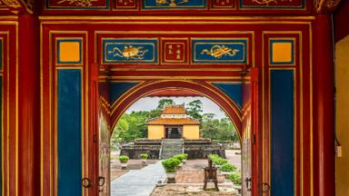 Vietnam, November 2016.  The Mausoleum of Empror Minh Mang is on of the most imressive of all Ngyen Dynasty emperors tombs. Vietnam is a popular Asian travel destination for tourists and travelers. Photo by Frits Meyst / MeystPhoto.com