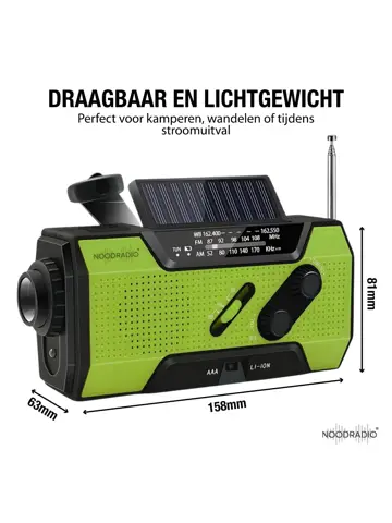 Noodradio Solar Opwindbaar Met Batterijen