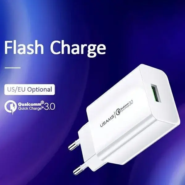 USB-A/USB-C Oplader - 1m - Zwart - USAMS