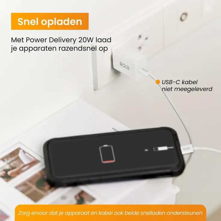 Krachtige 20W USB C Adapter - Wit