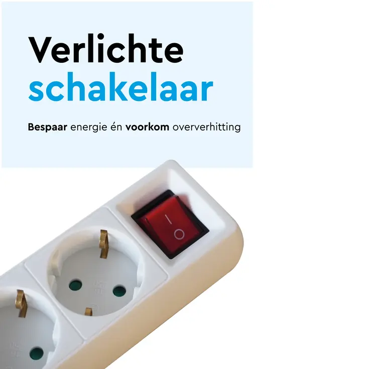 Stekkerdoos 4‑voudig met schakelaar – 3 m