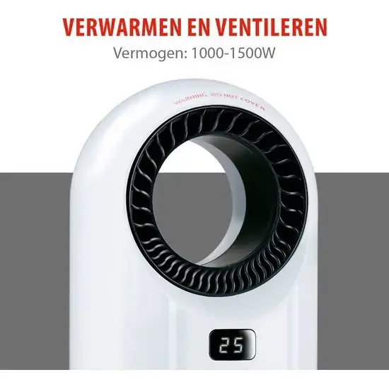 Bladloze ventilatorkachel 1500 W