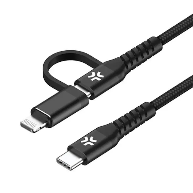 2-in-1 Nylon USB-C en Lightning Kabel 1m