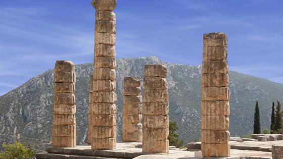 Delphi columns at late afternoon. Focus was on the highest column.