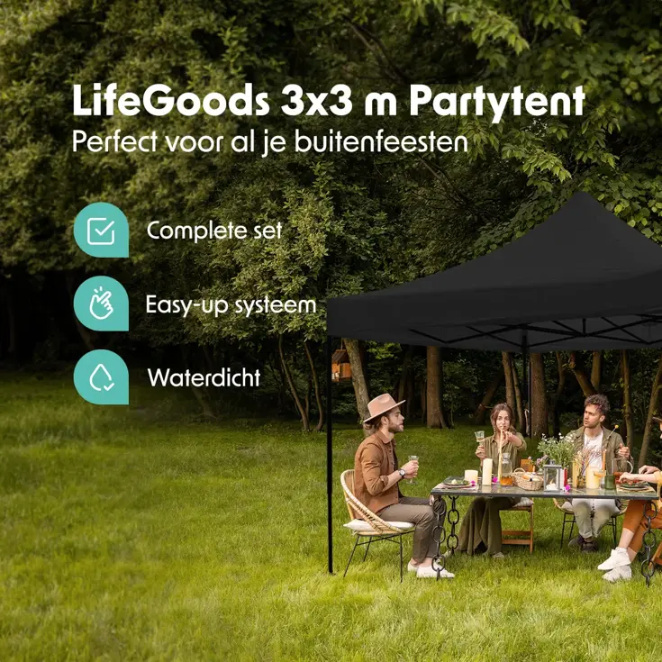LifeGoods Partytent – 3x3 m - Easy-Up