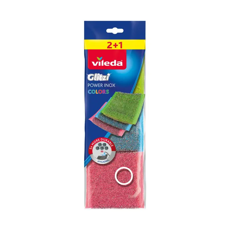 Ultra schuurspons Glitzi Power Inox 2+1 kleuren