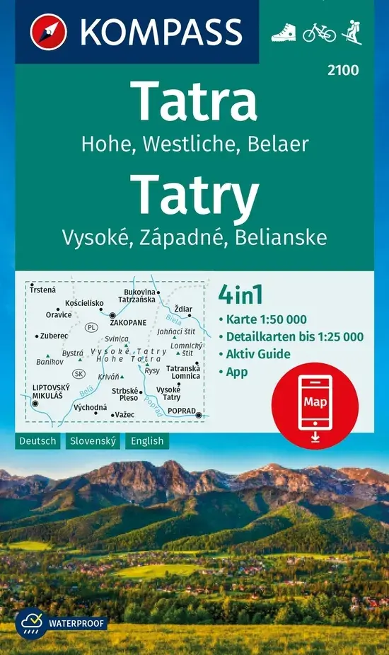 Wandelkaart WK2100 Hoge en Westelijke Tatra