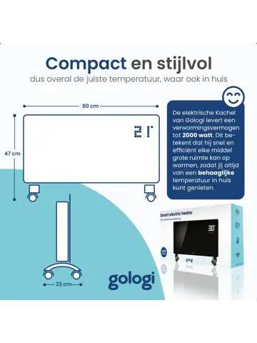 Elektrische Kachel - Tot 25m2 - 2000W