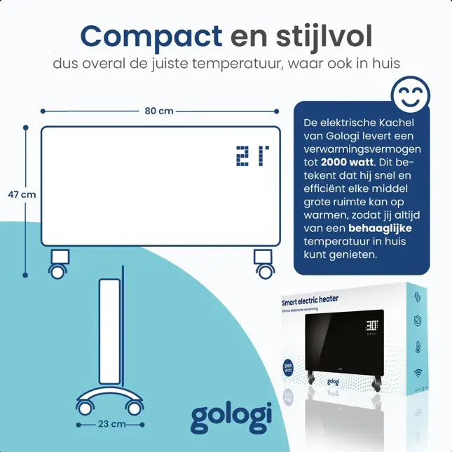 Elektrische Kachel - Tot 25m2 - 2000W