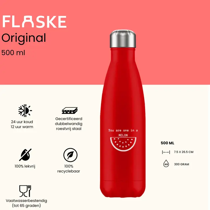 FLASKE 500 ml RVS Drinkfles