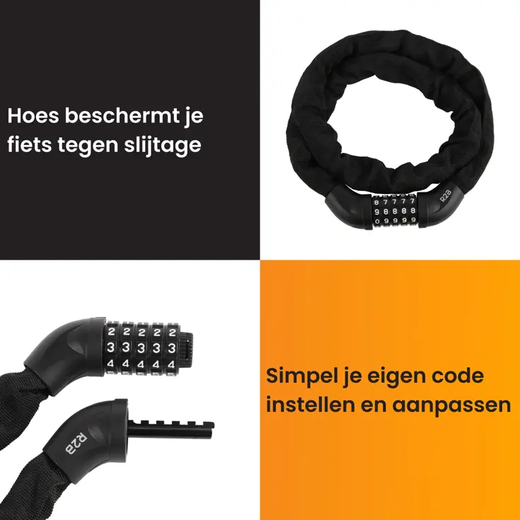 Fietsslot met cijferslot - 110 cm - Kettingslot