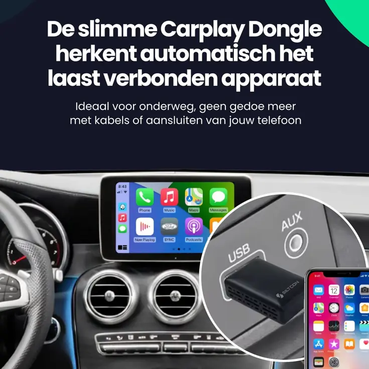 CarPlay Dongle - Draadloos - CarPlay/Android Auto