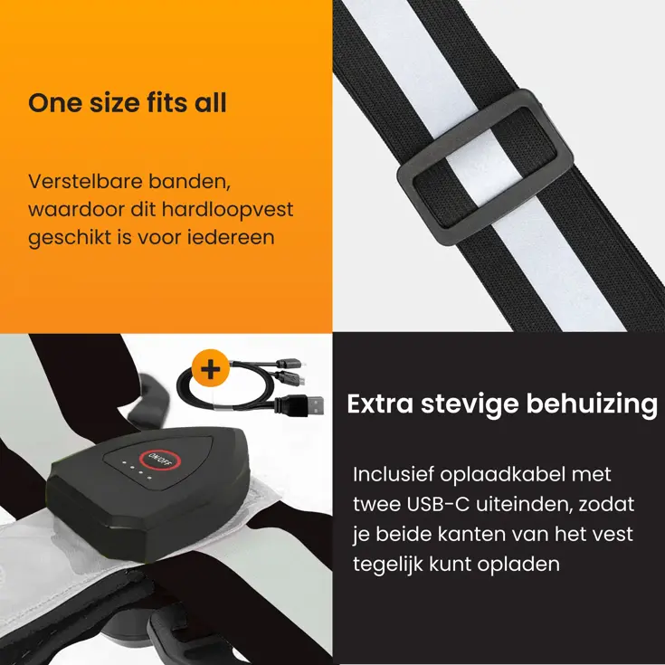 Hardloopvest met verlichting oplaadbaar