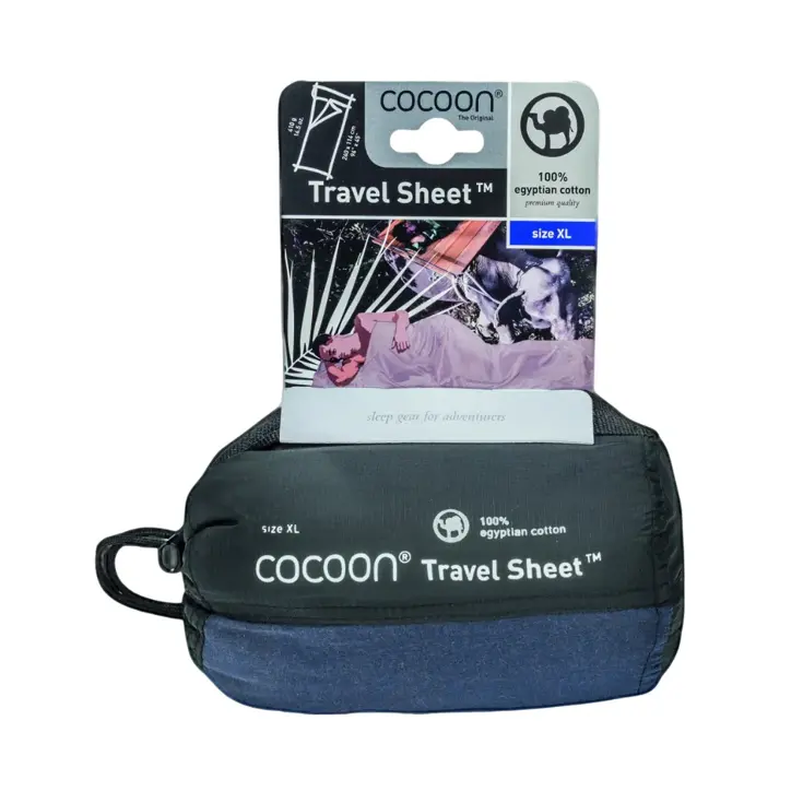Cocoon Travelsheet XL 100 % Egyptisch Katoen Blauw