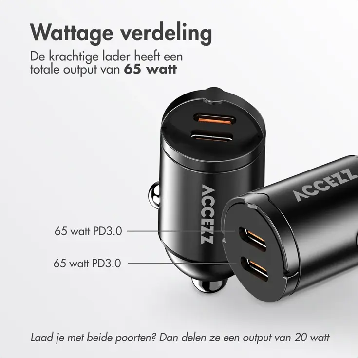 Autolader - 2x USB-C 65W