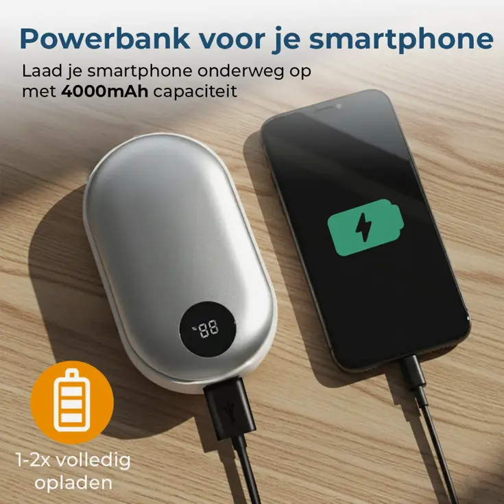 Handwarmer Powerbank Instelbare Temperatuur